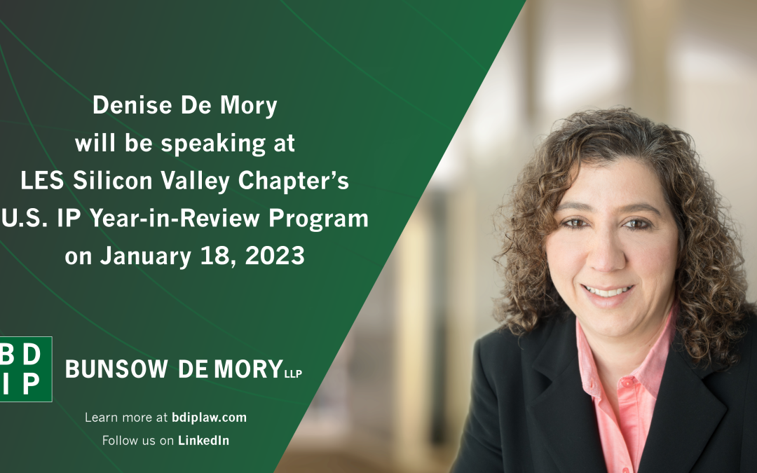 Denise De Mory speaking at LES Silicon Valley Chapter’s U.S. IP Year-in-Review Program