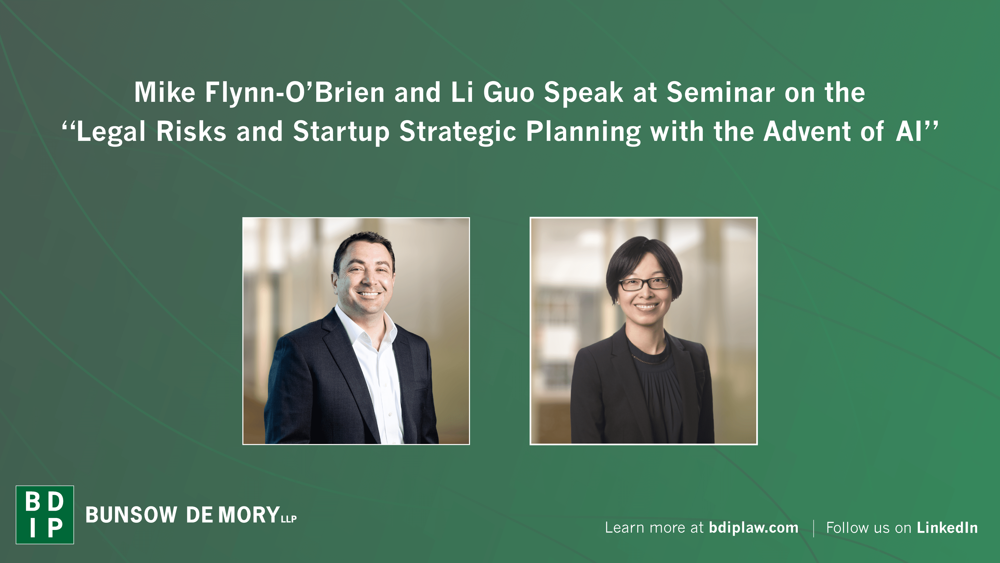 Mike Flynn-O’Brien and Li Guo Speak at Seminar on the “Legal Risks and Startup Strategic Planning with the Advent of AI” in Taiwan on September 21, 2023.