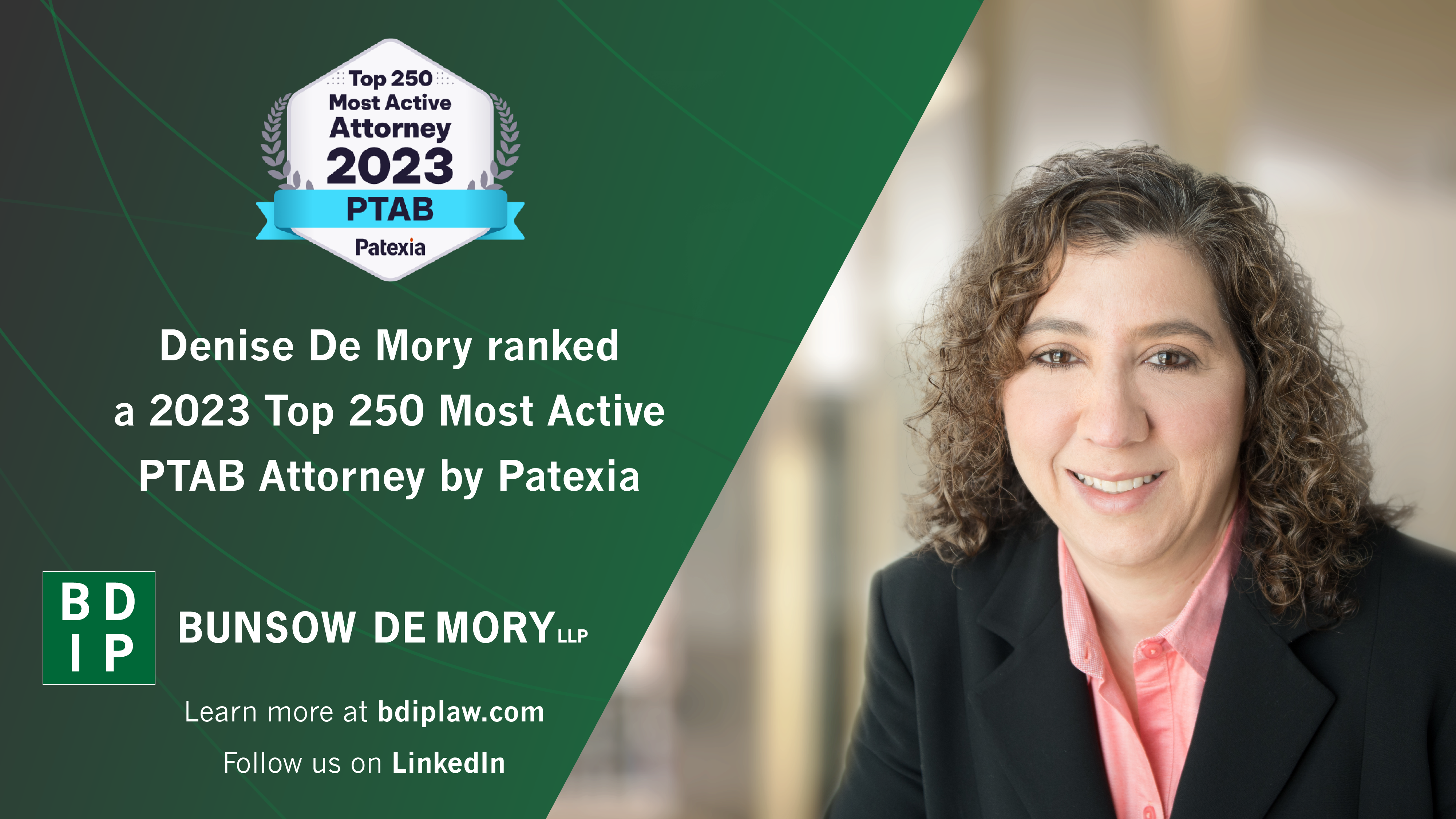 Denise De Mory Ranked Among Top 250 Most Active PTAB Attorneys